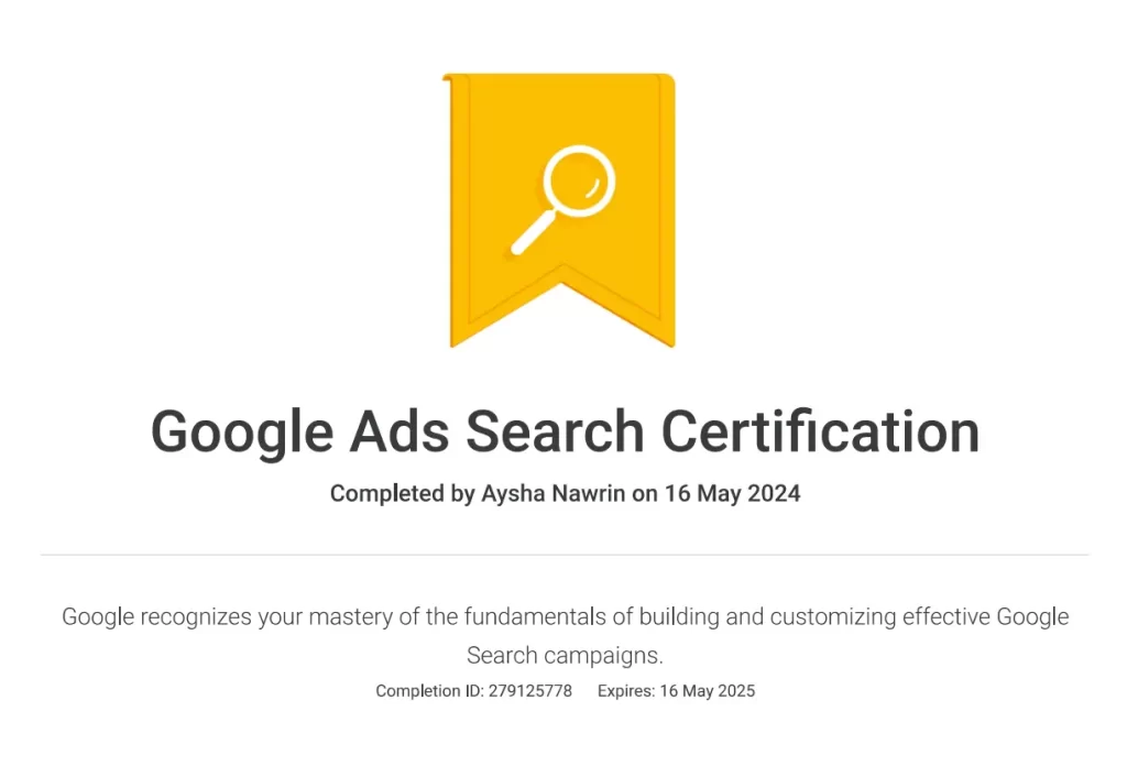 google ads search certificate freelance digital marketing specialist in calicut kerala