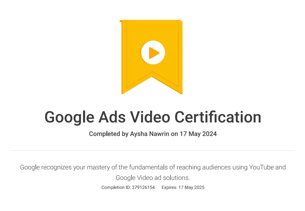 google ads video certificate freelance digital marketing specialist in calicut kerala